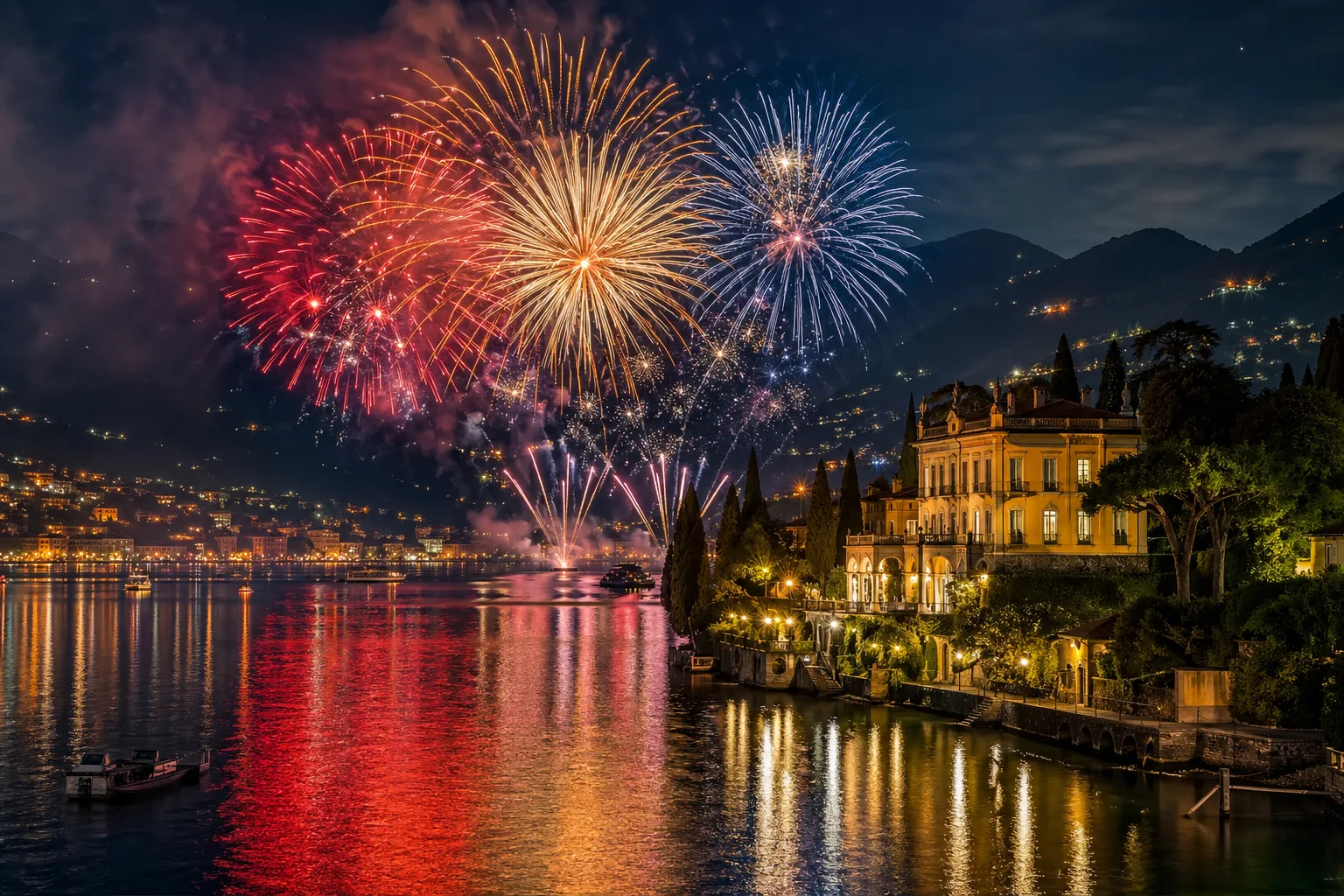 Lake Como wedding fireworks