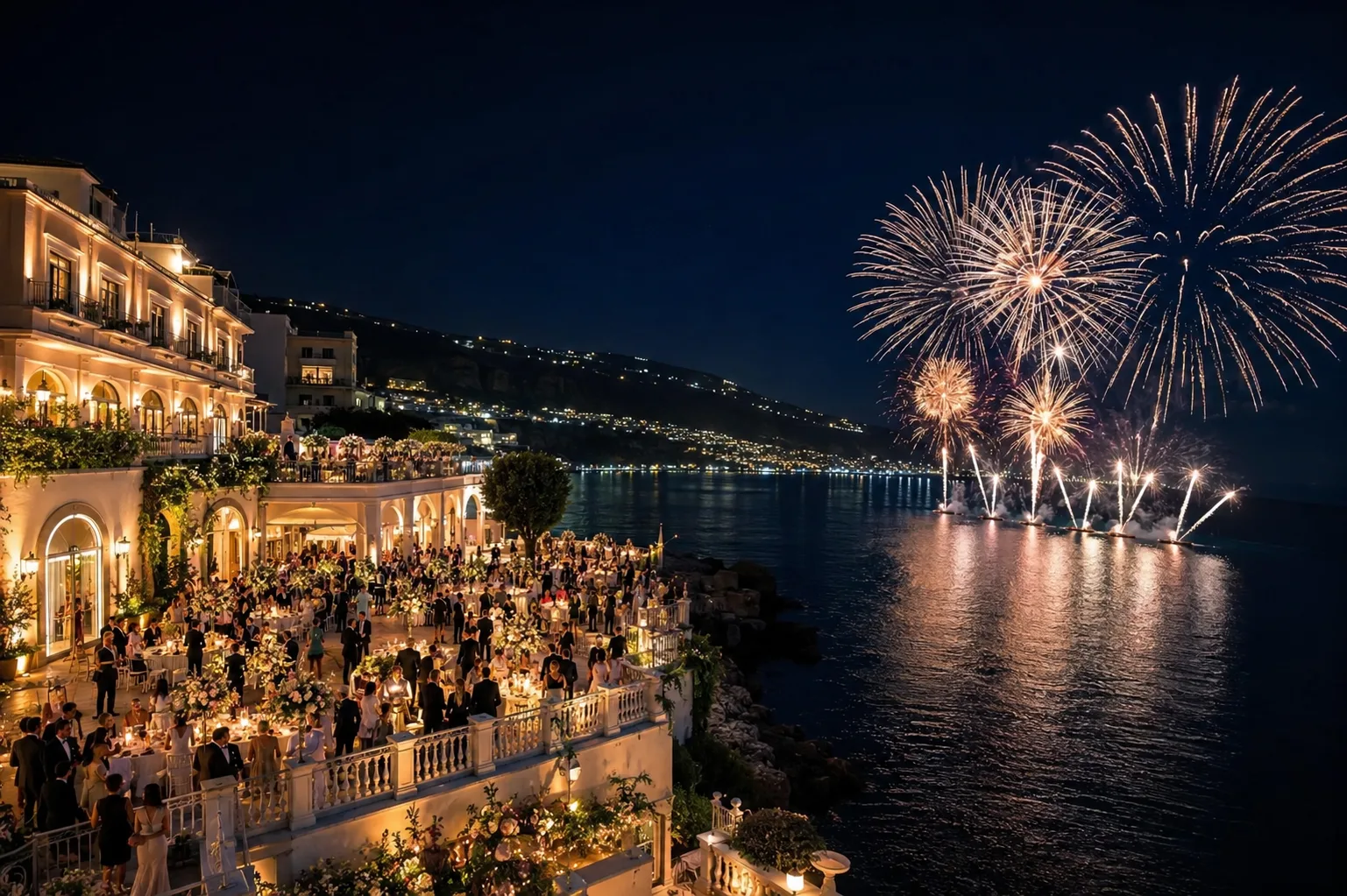 Wedding fireworks in Sorrento Amalfi Coast during Wedding Celebration